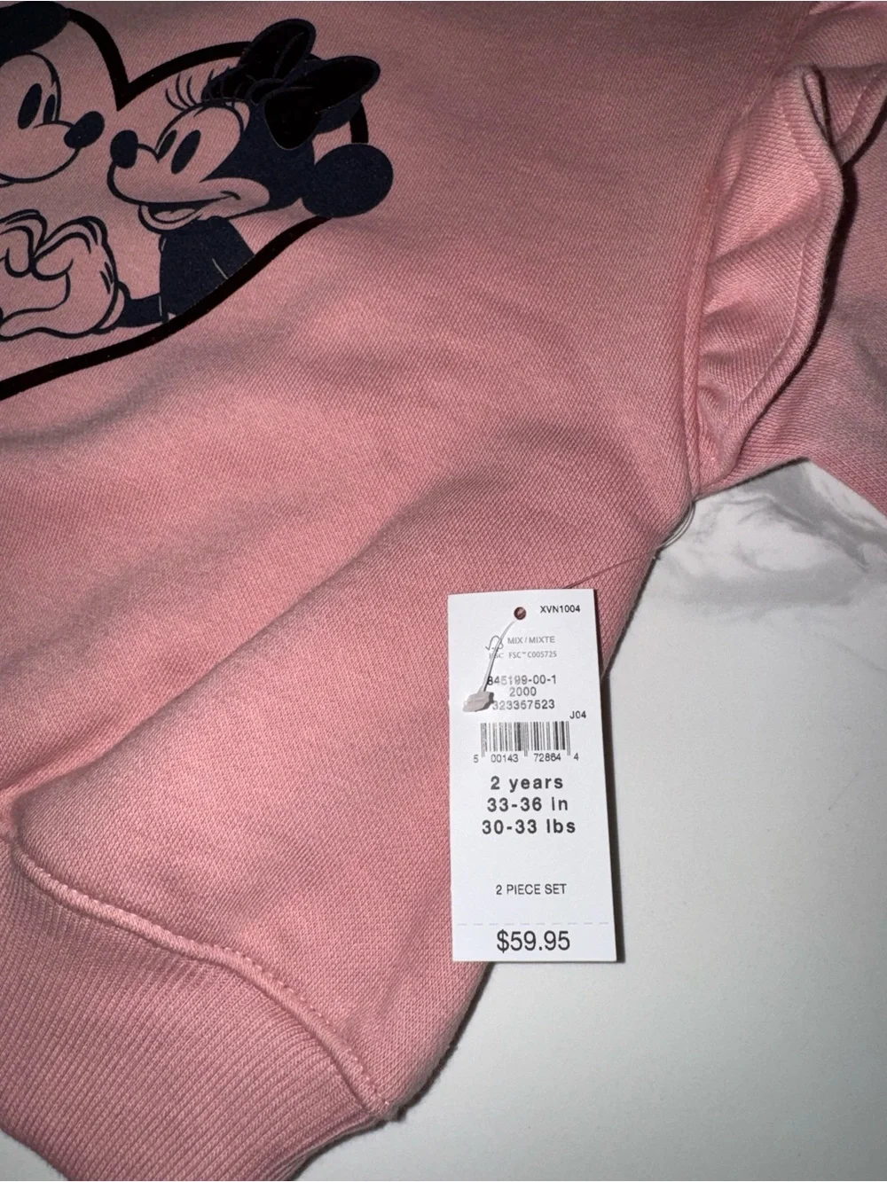 GAP Disney Toddler Girls Mickey & Minnie Mouse Sweatshirt and Joggers Outfit 2T